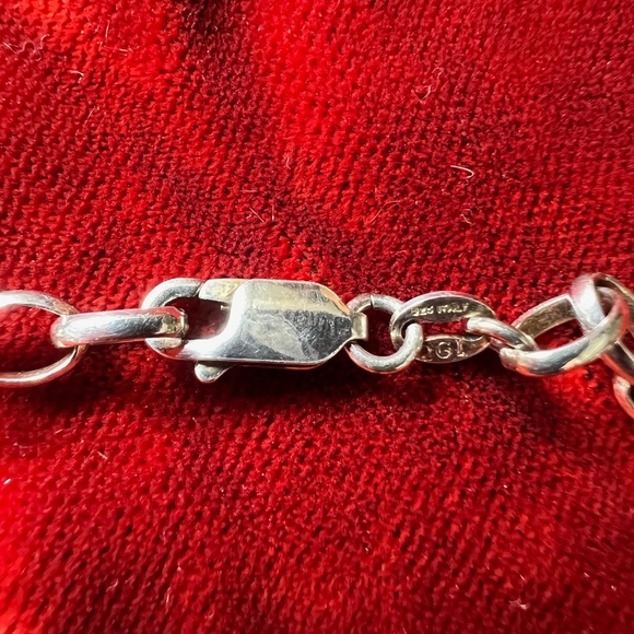 Garnet 925 W/ 18K Accents Italy Pendant W/ 925 Adjustable Italy Rolo 18" Chain - Picture 12 of 15